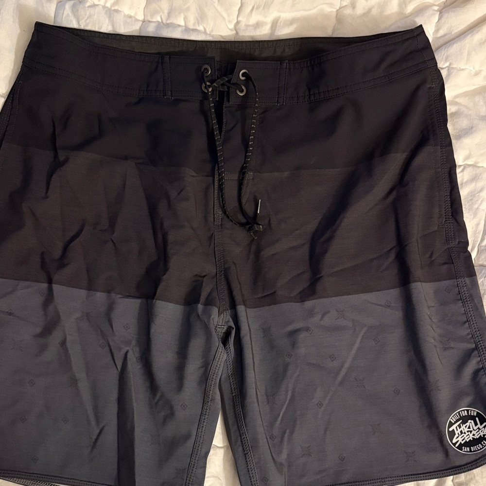 Men's Two-Tone Black & Charcoal Swim Board Shorts